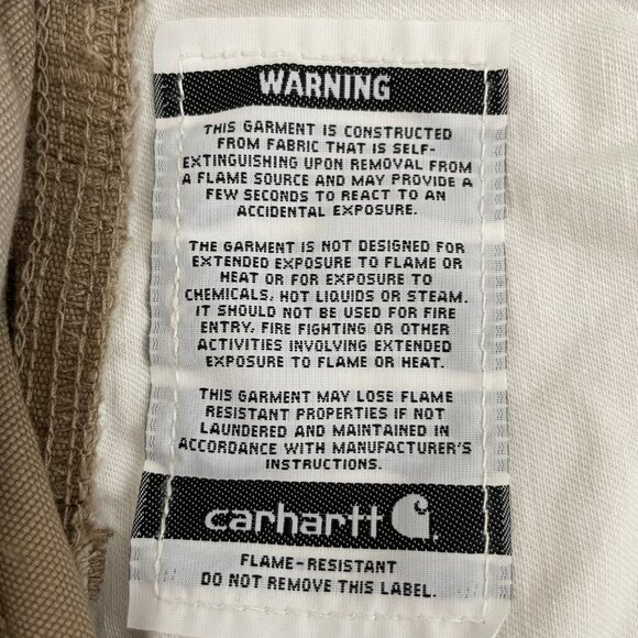 Carhartt Cat2 - 2112 7 Pocket Cotton Nylon Flame Resistant Pants Tan 40x30 NWOT - Picture 11 of 13